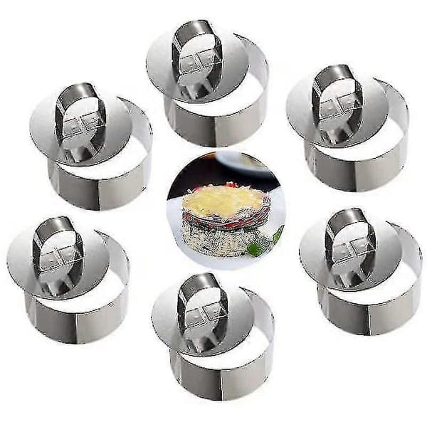 Mousseringer Kakering Rustfritt Stål, 8cm Diameter, 6 Stykker (rund)