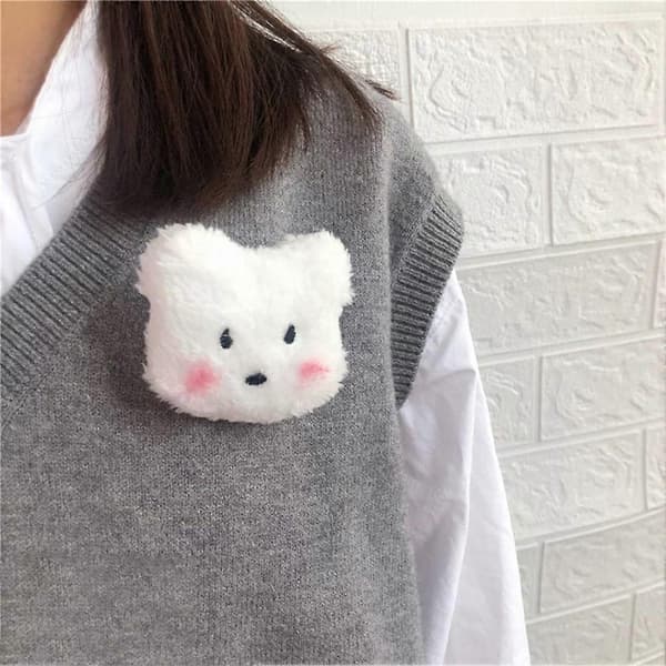 Härlig Kanin Björn Plyschdocka Broschnål Väskdekoration Jacka Slagaccessoar White Small Bear