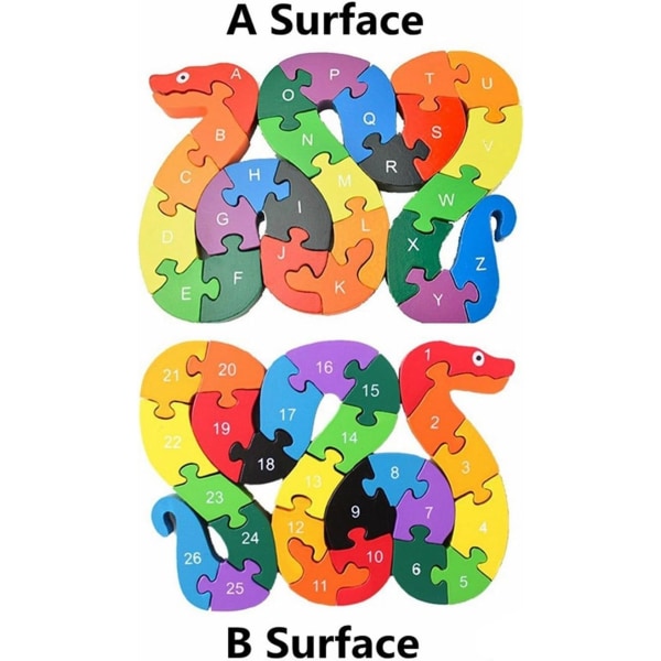 2 kpl Eläinpuinen Palapeli Aakkoskirjain Palapeli, Puinen Käärme &