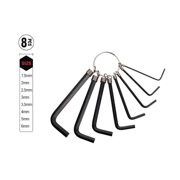 Allen-avaimet, koko 1,5 mm - 6 mm (8 kpl pakkaus)