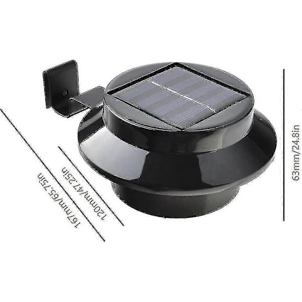 Paket med 6 Solcellsdrivna LED-lampor för Takränna, Staket, Tak, Takränna, Trädgård, Gräsmatta, Vägg, Svart