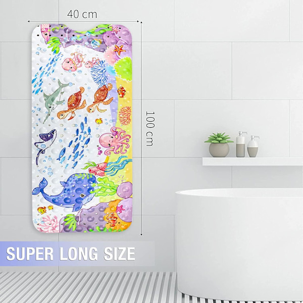 Anti-Skridsikker Bademåtte 100x40cm, Anti-Skridsikker Badekar Måtte med 200 S