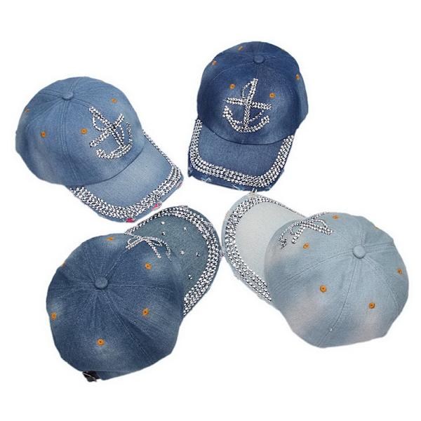 ##/Baseballkasket med strass - Blå diamanter, cowboyhat-##/