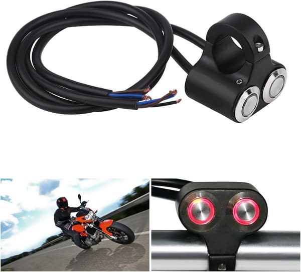 22mm Motorsykkelstyrebryter med indikatorlys (rød)