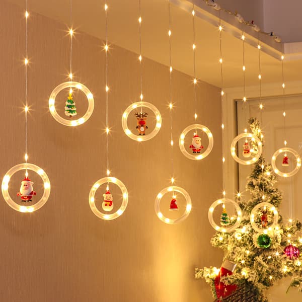 Julelys Gardin, 3M 120LEDs Gardinlys Girlande 8 Lys