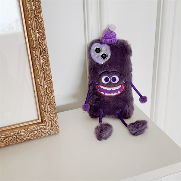 ##/Lila rolig plyschmonster mobilfodral, iPhone14##/