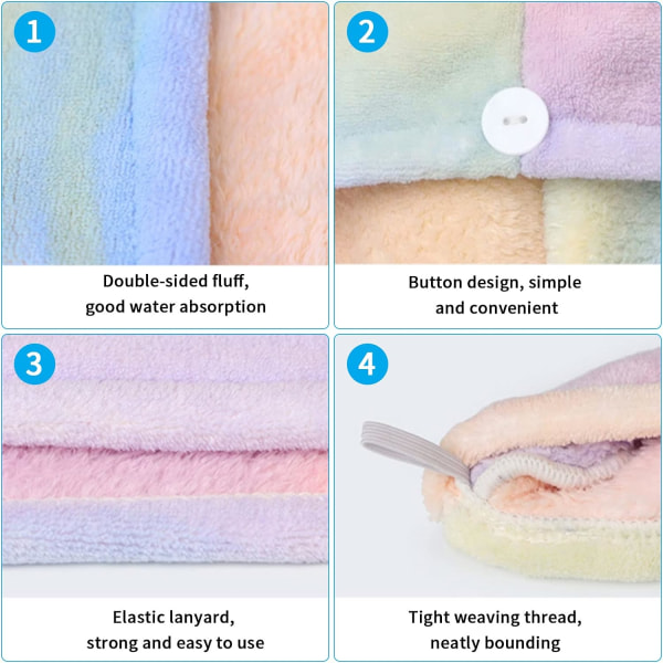Mikrofiber Hårhåndklæde 2-pak Hurtigtørrende Superabsorberende Hårhåndklæde