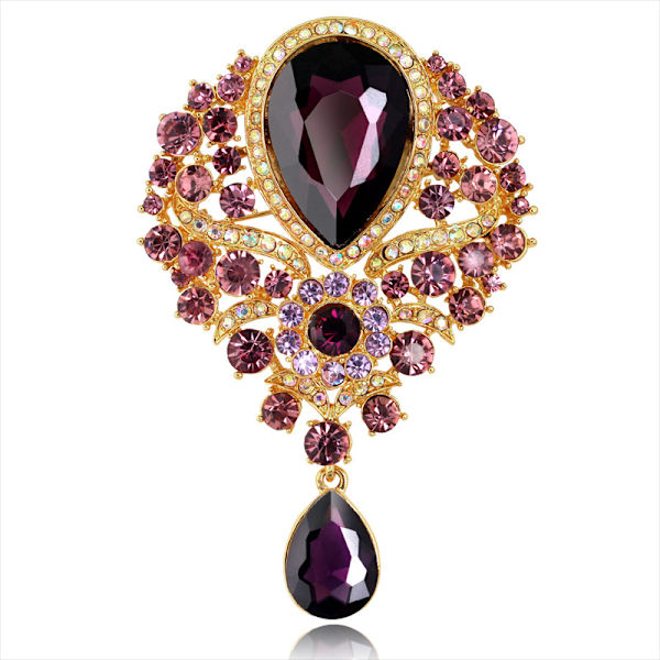 Mørk lilla krystal knapper broche, skjorte broche knapper, sikkerhed