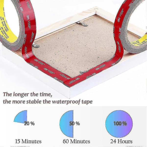 3m Vhb Ekstra Stærk Dobbeltsidet Klæbende Tape 3m X 10mm Sort Vandtæt Høj Temperatur Modstand