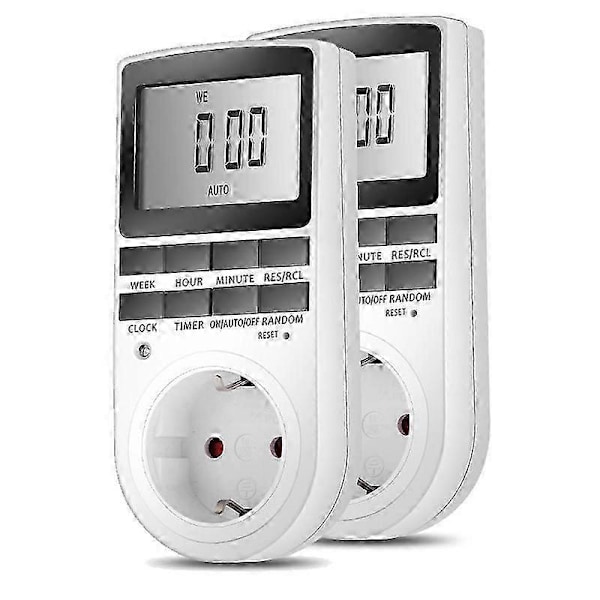 EU Timer Switch Socket Dubbelpack - Energibesparande Smarta Kontakter