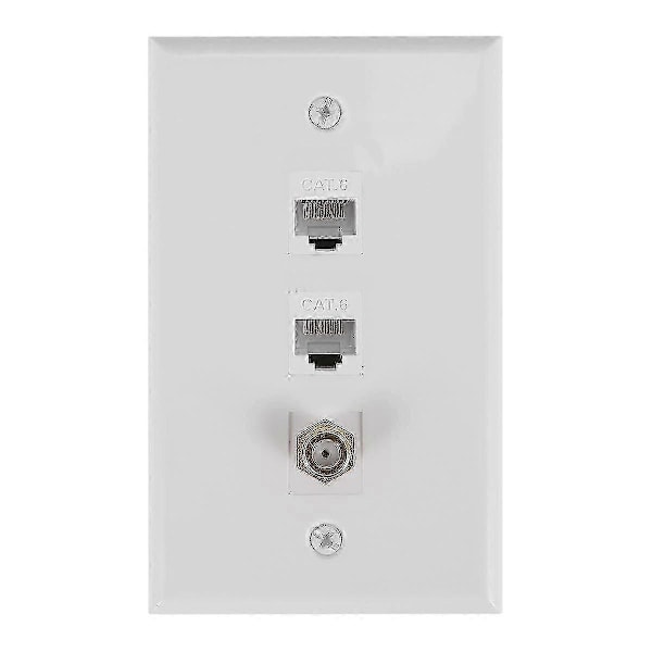 Ethernet Coax Vægplade, 2 Port Cat6 RJ45 og 1 Port F Type Konnektor Coax Hun til Hun Væg
