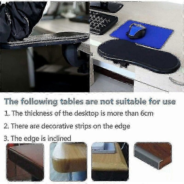 Justerbart Armstöd Datorarmstöd, Ergonomiskt Justerbart Datorhandledsstöd Musmatta För Armstöd, Justerbar Armstöds Skrivbordsförlängare För