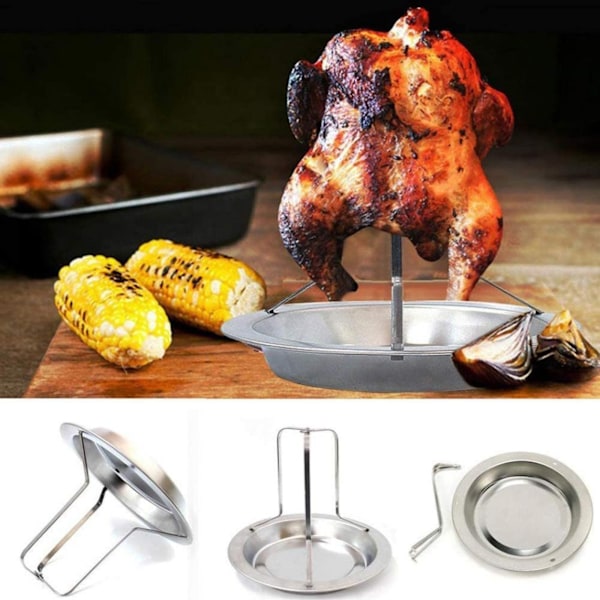 ##/Kombinationsgrill BBQ Kycklinggrill Kycklingrostare Stativ Öl Bärbar Bakplåt##/