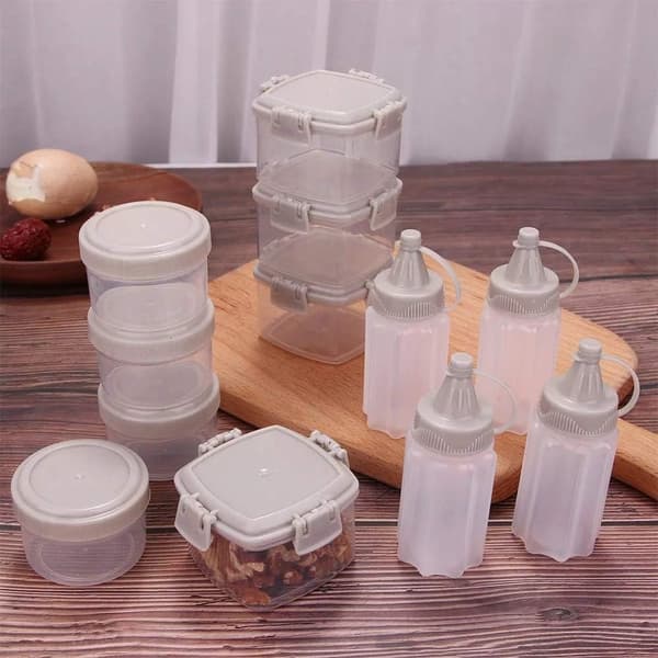 12 stk Mini Plast Saus Squeezebøtter Dressingbeholdere Ut