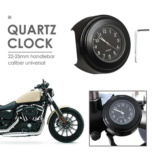 Universal Motorcykel Quartz Ur Vandtæt Motorcykel Monteringsstyr Ure Black Black