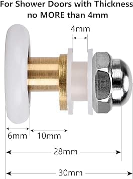 8 stk Dusjdørruller, Rullediameter 25 mm for Baderommet
