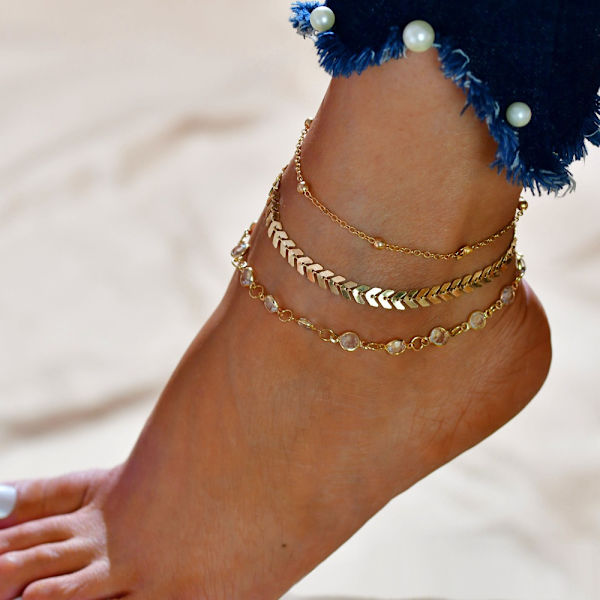 Setti 1 kpl (koko 2) Anklet Hopeahelmi Anklet Rannekoru Helmi Ch
