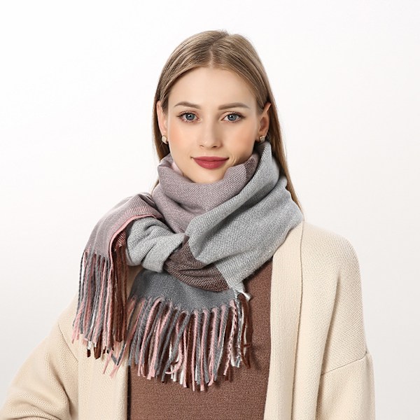 ##/Ullskjerf damer skjerf koselig myk sjekket vinterskjerf poncho kvalitet##/