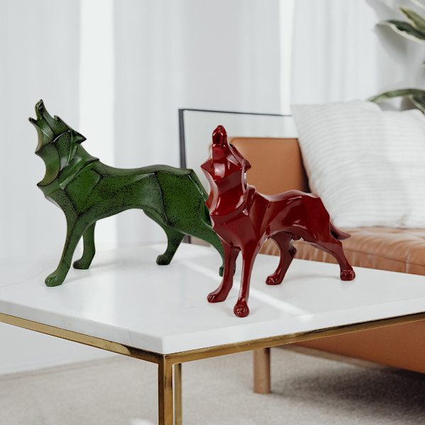 Ulveskulptur Ornamenter Skulptur Geometrisk Dyr Harpiks Wo