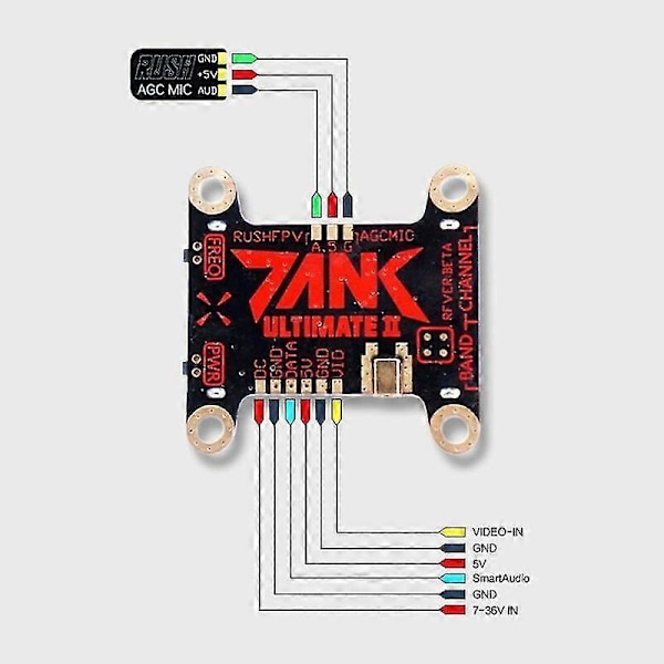 RUSH TANK II V2 Ultimate 5.8G 48CH Raceband PIT/25/200/500/800mW Omkopplingsbar 2-8S VTX FPV Sändare