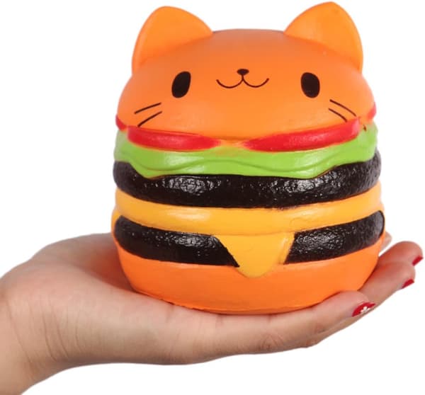 3-pak Hamburger Katt Myke Lekefigurer 3D Squishy Lekefigurer Stressavlastning Klem