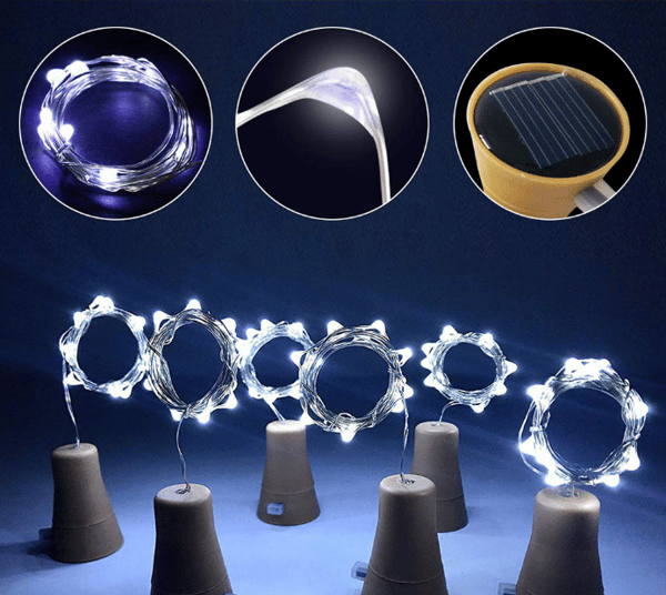 10LEDs Fairy Bottle Lights med Kork, 10 st Romantiska Vita Ljus