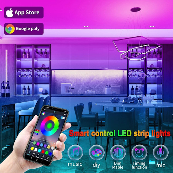 10M LED-Strips, 5050 RGB LED-Strips, Multifarvet Fleksibel LED-Strips