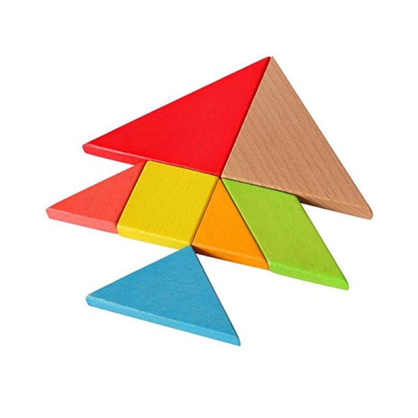 Färgglada DIY Intellektuella Pussel Tangram Block Träleksak