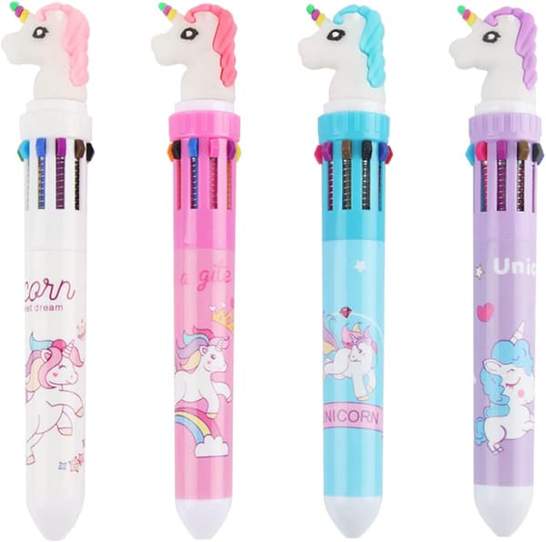 /#/Flerfärgade Retractable Kulspetspennor - Unicorn, 10 Färger 0,5mm /#/