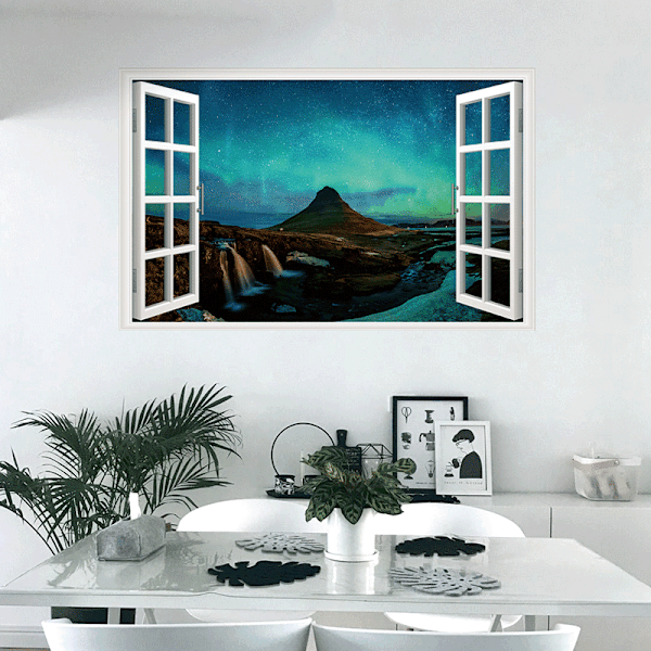 ##/43.5x70cm Simuloitu Ikkuna Tarra - Aurora Maisema 3D Seinätaulu D##/