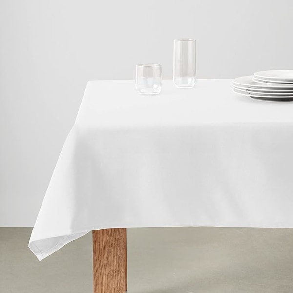 Glansende ensfarvet rektangulær dug (Hvid 145cmX220cm), Wa