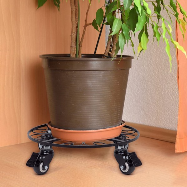 ##/Blomkruka med stativ i metall, rund, för trädgård, på hjul##/