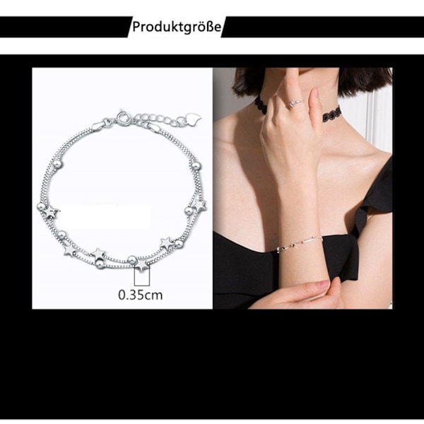 ##/Armbandset Kvinna Stjärnarmband Sterling Silver Justerbart Stjärna##/