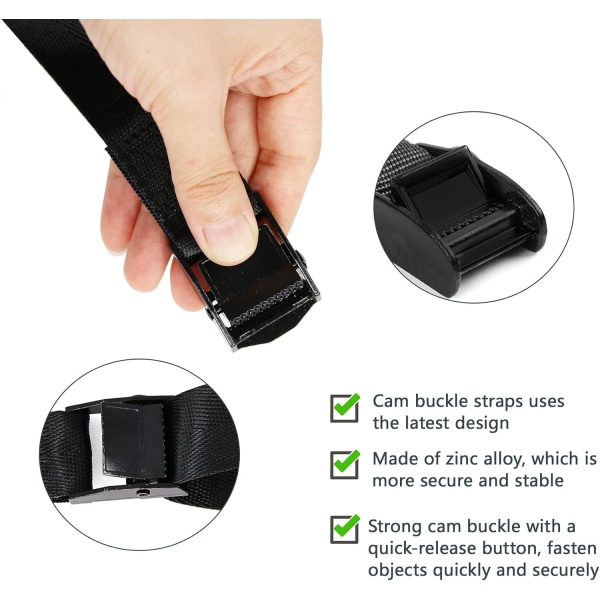 4-pakks sett med stropper, 2,5 CM * 4 M, kraftige stropper med