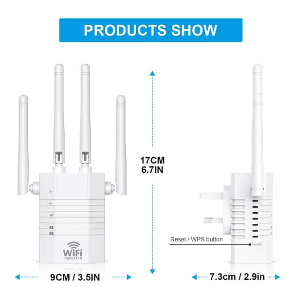 Kraftig WiFi-repeater Kraftig WiFi-forsterker 1200 Mbps Dobbelt bånd