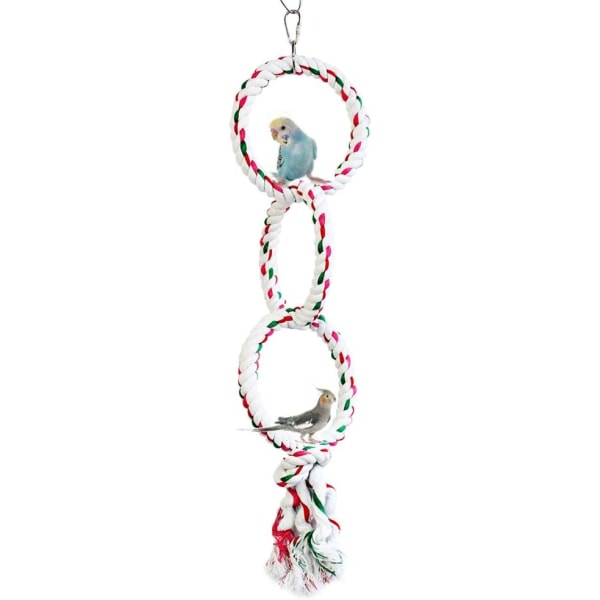 Parrot Swing Ring för Fåglar Budgie Papegoja Bomullsrep Sittpinne Tugga