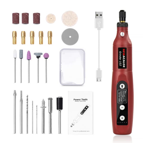 Mini Borrmaskin Multifunktionellt Roterande Verktyg 5 Hastigheter 3000-15000RPM LED