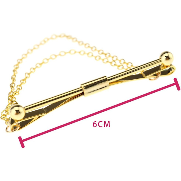 Mænd Dreng Skjorte Krage Clip Bar Brosche Guld Kæde Slips Nål 6cm Del