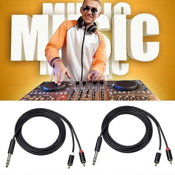 6,35 mm Han til 2 RCA Han Audio Kabel Kobberleder Stereo Ledning til Lydmixerpult 300cm