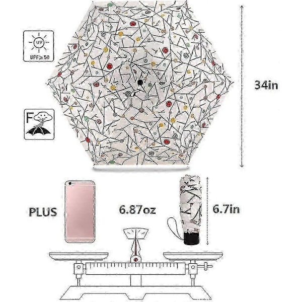 Mini Rese Sol & Regn Paraply - Lättviktiga Kompakta Parasoll Paraplyer Med 95% UV-skydd För Män Kvinnor Flera Färger
