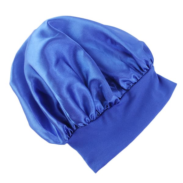 ##/Satin nattmössa med bred brätte i enfärgad (svart), huva##/
