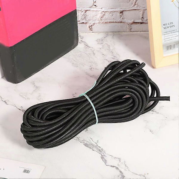 7mm 10m / 32,8ft Rund Elastisk Snor til Tøj med Stærk Elasticitet til DIY Tøj Sort