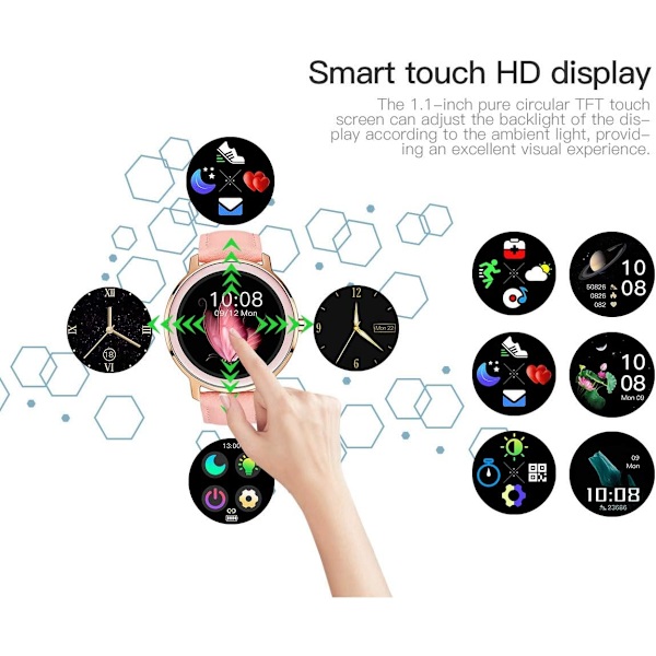 ##/Smartwatch til kvinder Smartwatch Rund Vandtæt Smartwatch wit##/