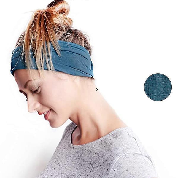 Sports Yoga Bredt Hodebånd Ensfarget Rynket Front Elastisk Svettebånd Hårband