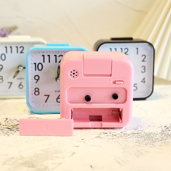 ##/Rosa Tyst Alarmklocka, Tickfri Batteridriven Sängbordsklocka##/