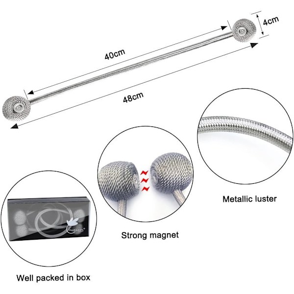 (Sort) Gardinbinder Magnetisk Gardinbinder Magnetisk Fletning