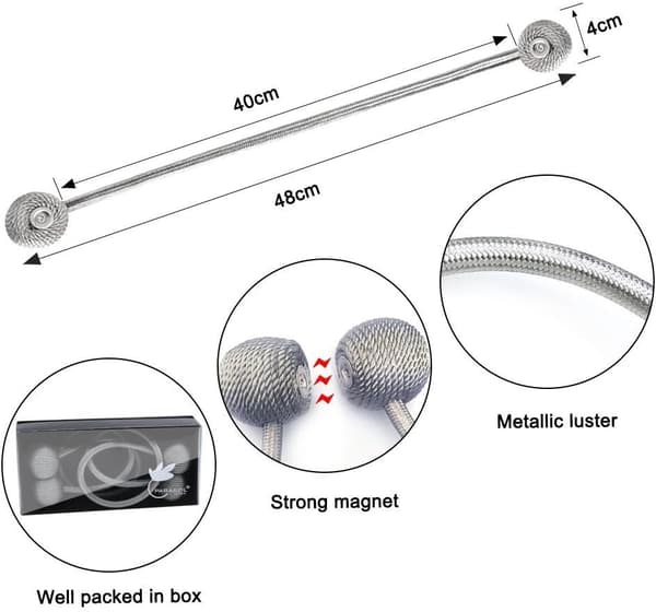 (Svart) Gardinband Magnetiska Gardinband Magnetisk Fläta