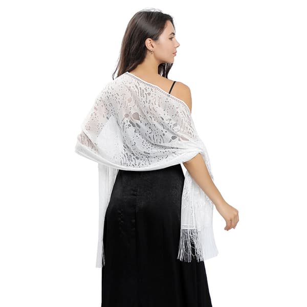 ##/Siden sjal halsduk kvällsklänning chiffong halsdukar poncho damer elegant fransar##/
