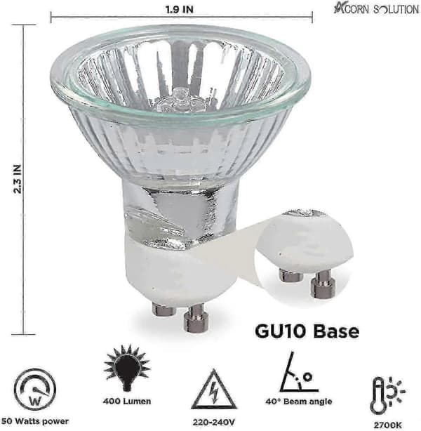 Gu10 Halogenlampor, 8-pack 50W Gu10 Halogen Spotlights, AC 220V-240V, 700 Lumen, 2700K Varmvitt
