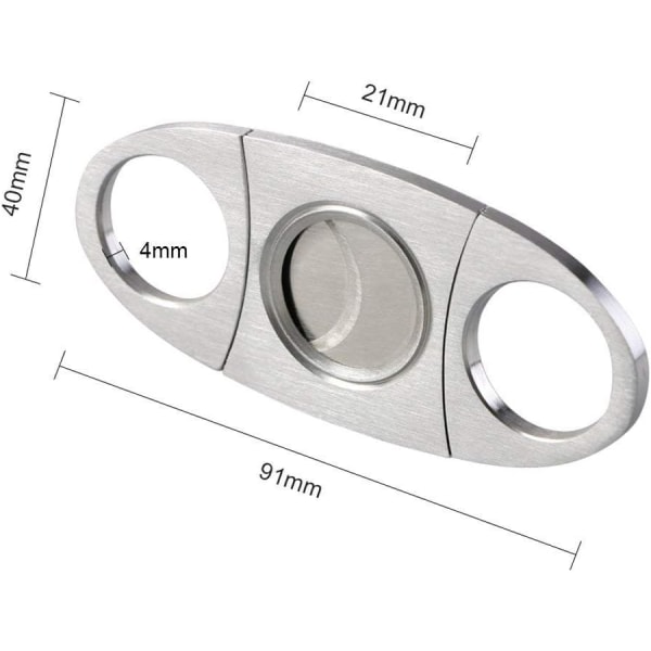 Rustfrit stål Dobbelt Guillotine Pocket Cigar Cutter, Sølv